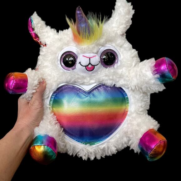 Llama Unicorn Plush Rainbocorns Rainbow Heart White Stuffed Pride Month Toy - Picture 11 of 14